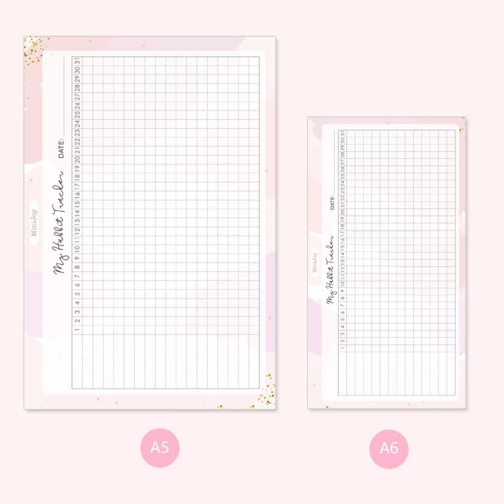 40 Sheets Habbit Tracker Notebook Inner Pages Cute Stationery 6 Holes A5/A6 Refills Loose Leaf Binder Organizer Notebook