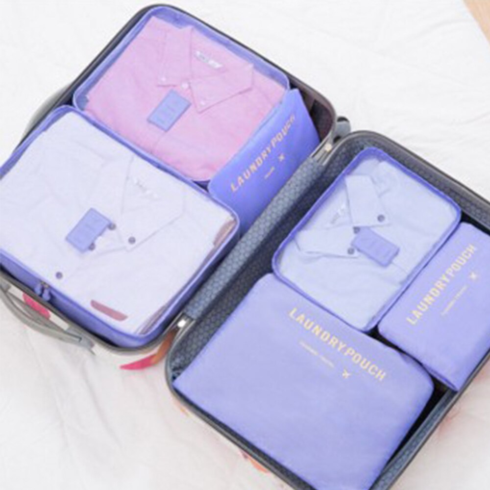 6pcs Travel Storage Bag Set for Clothes Tidy Organizer Wardrobe Suitcase Pouch Travel Organizer Bag Case Shoes Packing Cube Bag: B