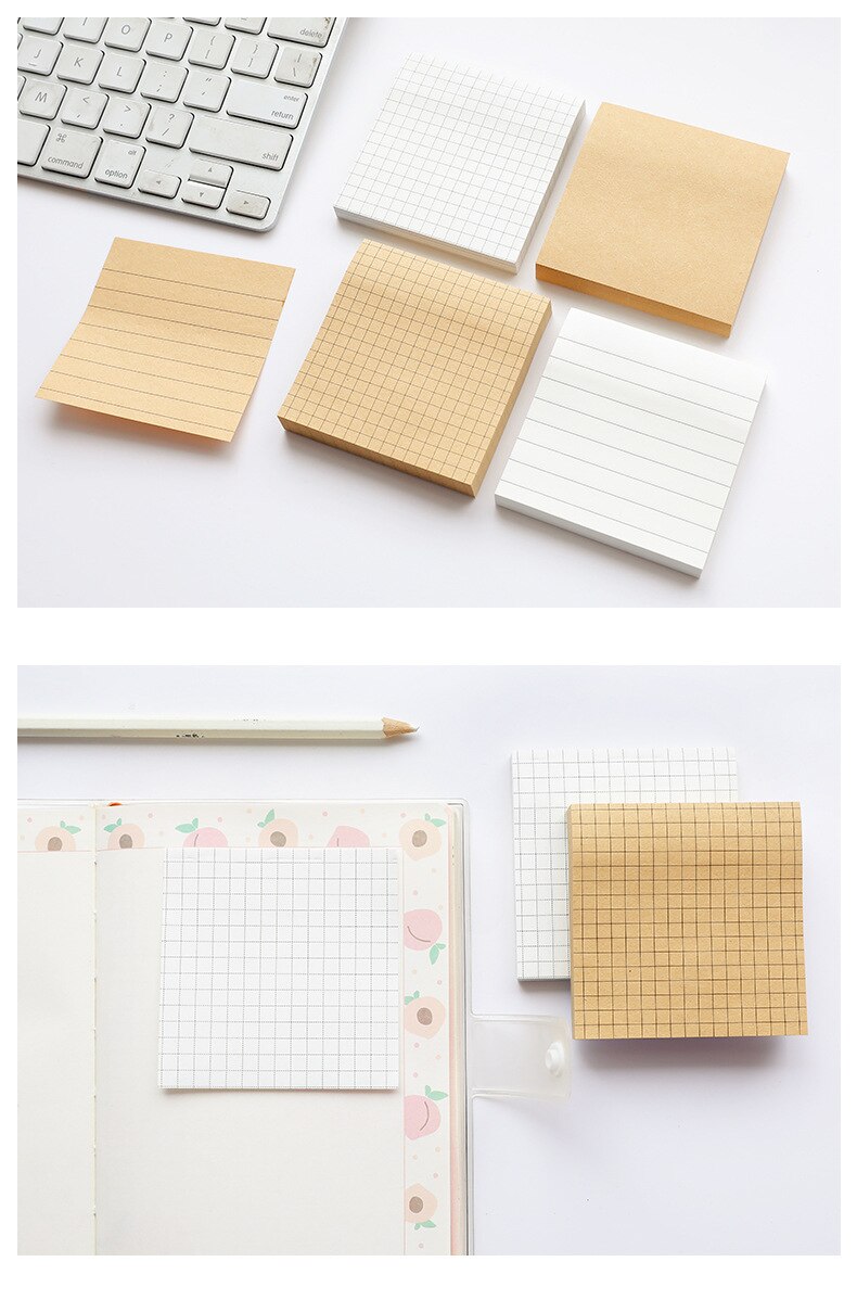 80 Sheets Office Memo Pad Sticker Index Sticky Notes Eenvoud Kraftpapier Briefpapier Zelfklevende Plakken Blank Memorandum