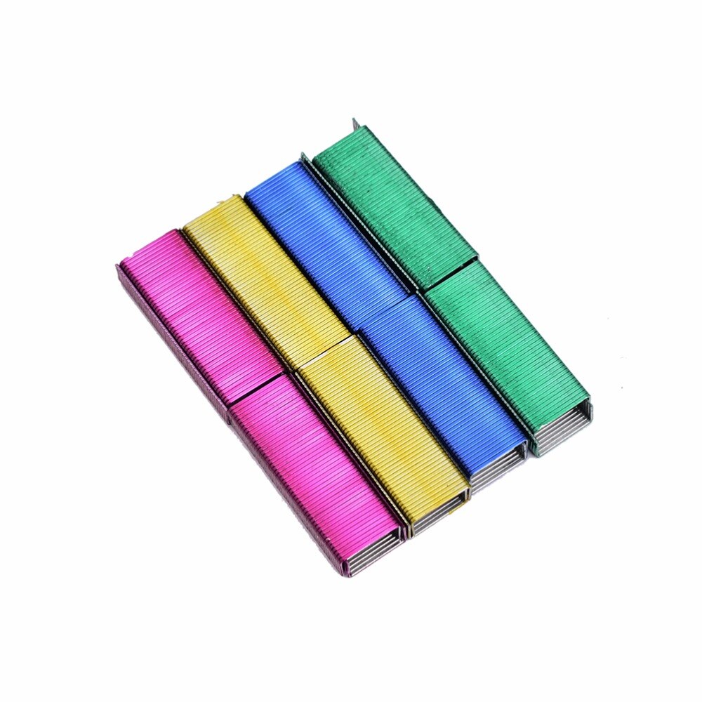 1Pack 11mm Colorful Stainless Steel Staples Office Binding Supplies ( Pack of 800 )