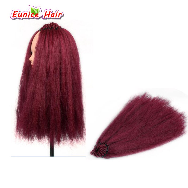 Extensions capillaires brésiliennes synthétiques sans cheveux gris pré-boucle, au Crochet, 18 pouces