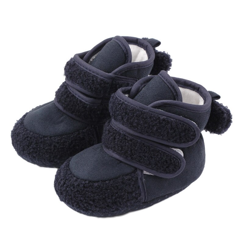 Bottes d'hiver en coton pour bébé, couleur unie, chaudes, confortables, antidérapantes, chaussures à semelles souples pour enfants: 3 / 12