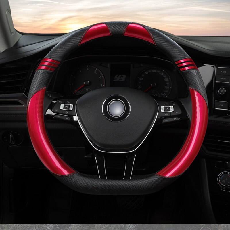 Fundas de volante de coche de cuero ecológico de cobertura completa, Funda de cuero PU para volante de ford ranger s-max smax tourneo connect