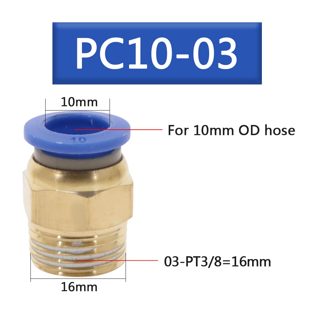 50Pcs Pneumatic Fitting Tube Connector Fittings Air Quick Water Pipe Push In Hose Quick Couping PC4-01 PC6-02 PC8-02: 50Pcs-PC10-03