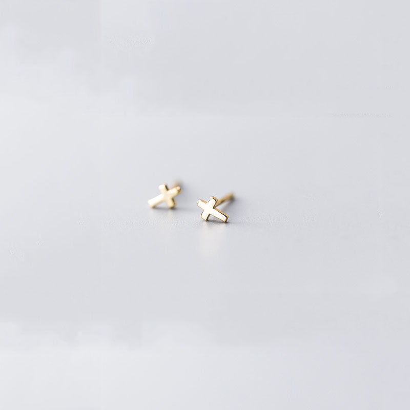 WTLTC Simple Mini Heart Star Cross Stud Earrings 925 Sterling Sliver Small Tiny Studs Earrings Femme Minimal Round Post Earrings