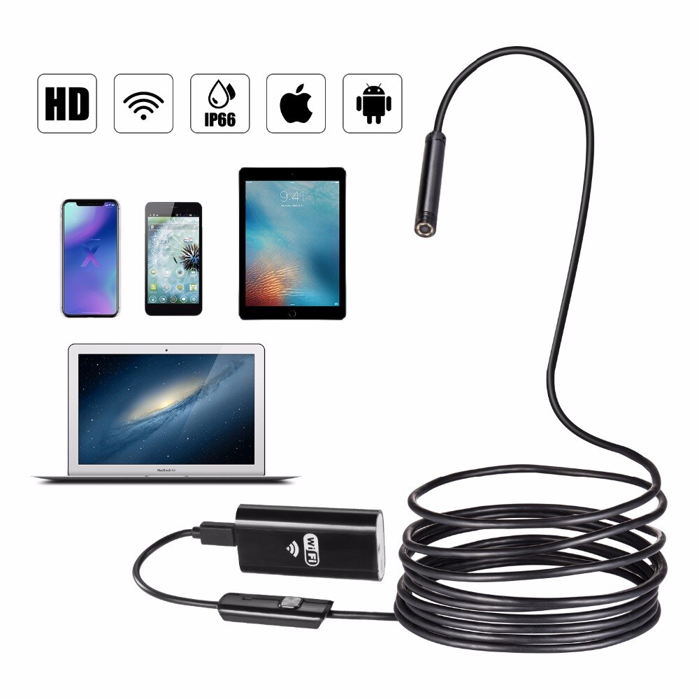 1200P 8mm Lens WiFi Connection Iphone Android Camera Inspection Endoscope Windows USB Endoscope Led Light Waterproof Borescope