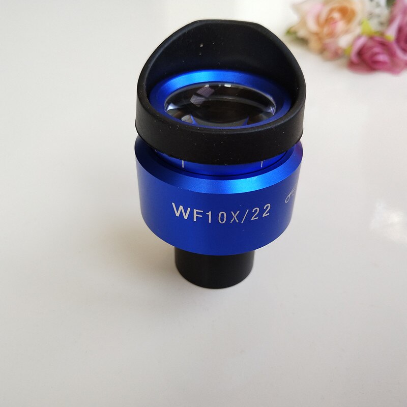 WF10X 22mm Blue Shell Zoom Adjustable High Eyepoint Biological Microscope Eyepiece Lens 23.2mm with Rubber Eye Guards