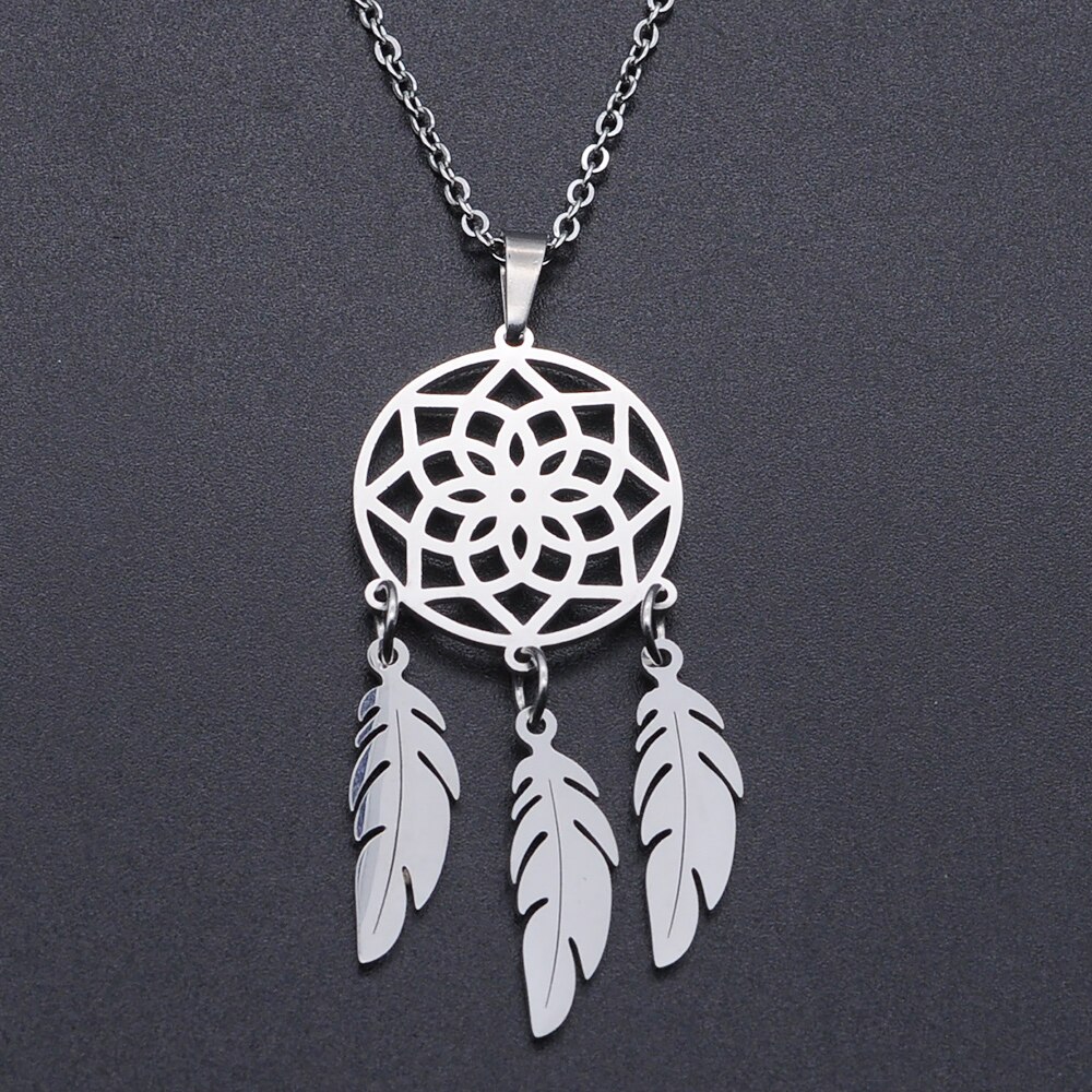 Dream Catcher Stainless Steel Charm Necklace for Women Accept OEM Order Jewelry Necklaces: JN727-45-1