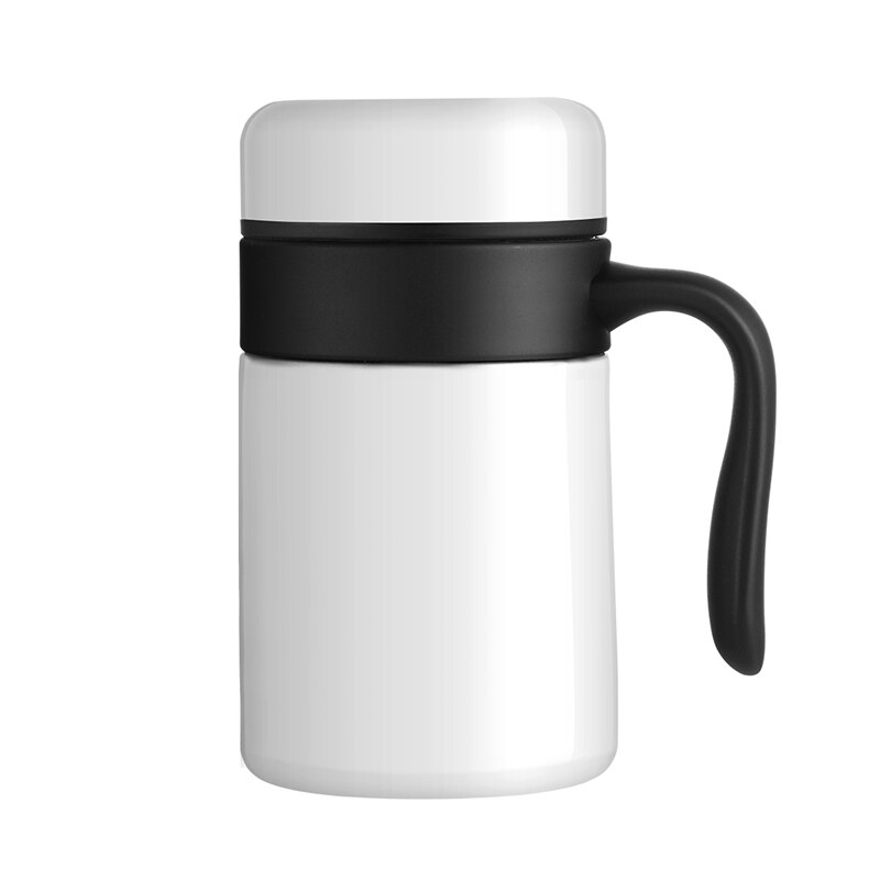 oneisall 350ML 304 Stainless Steel Thermos Mugs Office Cup Handle Lid Thermal Insulation Tea Mug Vaccum Cup Office Thermoses: White