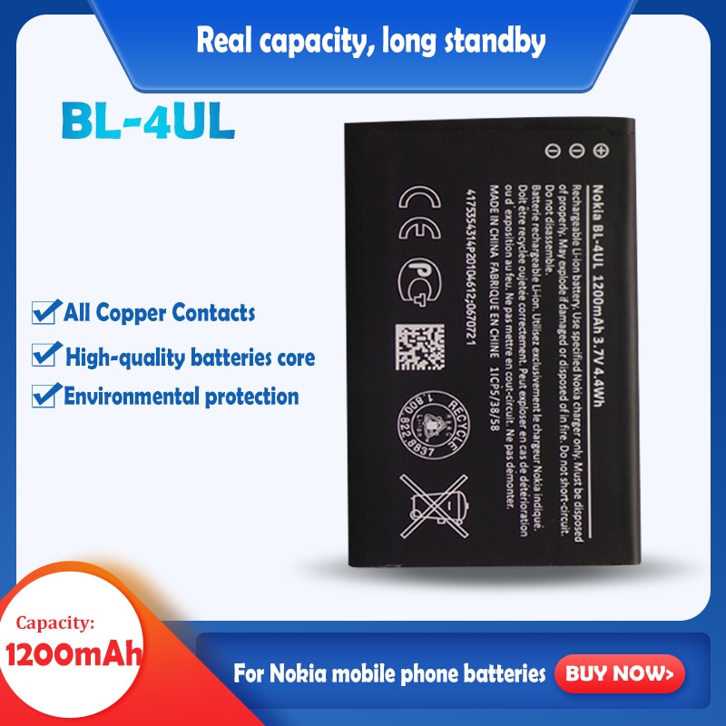 BL-4UL 3.7V 1200mAh Replacement Li-ion Polymer Battery For Nokia Mobile Phone Asha 225 Asha225 RM-1011 RM-1126 RM 1011 1126