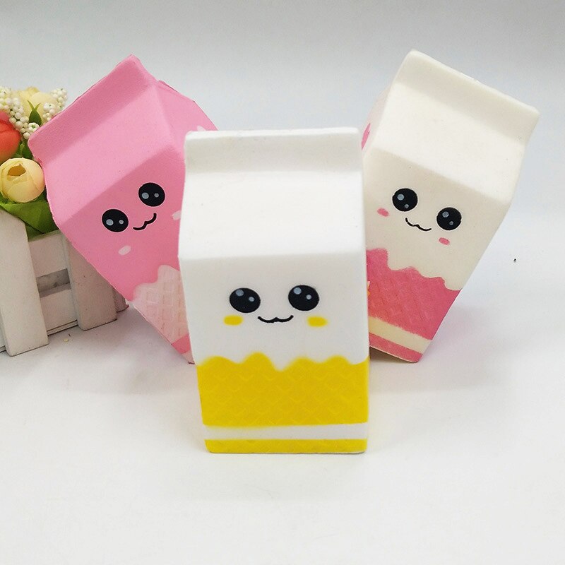 Caja de leche kawaii para Squishies, bolsa/botella/lata para apretar, divertido, Suave lento, alivia el estrés, comida jumbo, juguete antiestrés