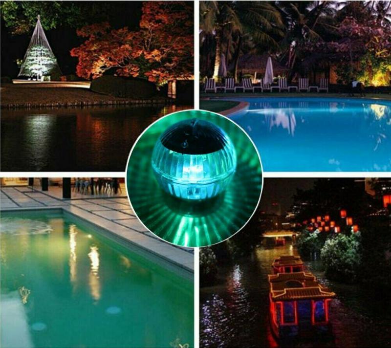 LED Disco Ball Light Swimming Pool Waterproof LED Solar Power Multi Color Changing Water Drift Lamp Floating Light Underwater