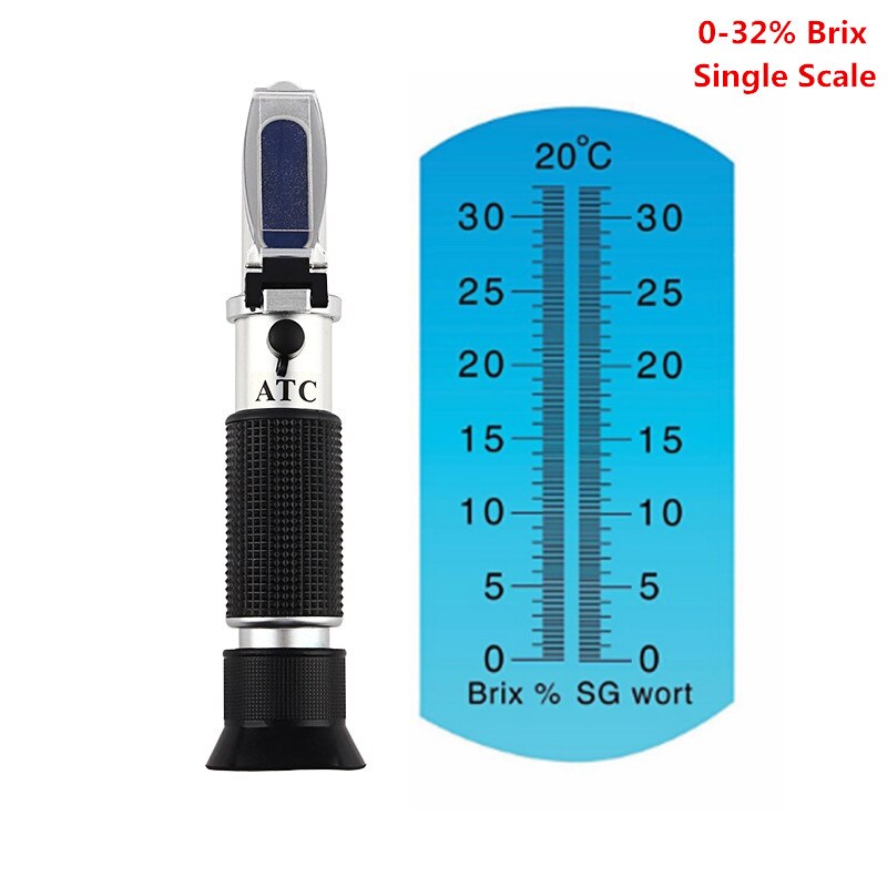 Hand-held Refractometer Single/Dual Scale Alcohol concentration meter,sugar refractometer Homebrew Beer Wort &Wine Refractometer: Single Scale