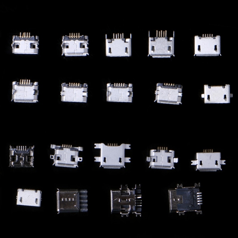 240 stk / eske 24 modell mikro usb-kontakt sokkeluttak usb-ladekontakt sett til  mp3 huawei samsung smd dyppe stikkontakt sett sett