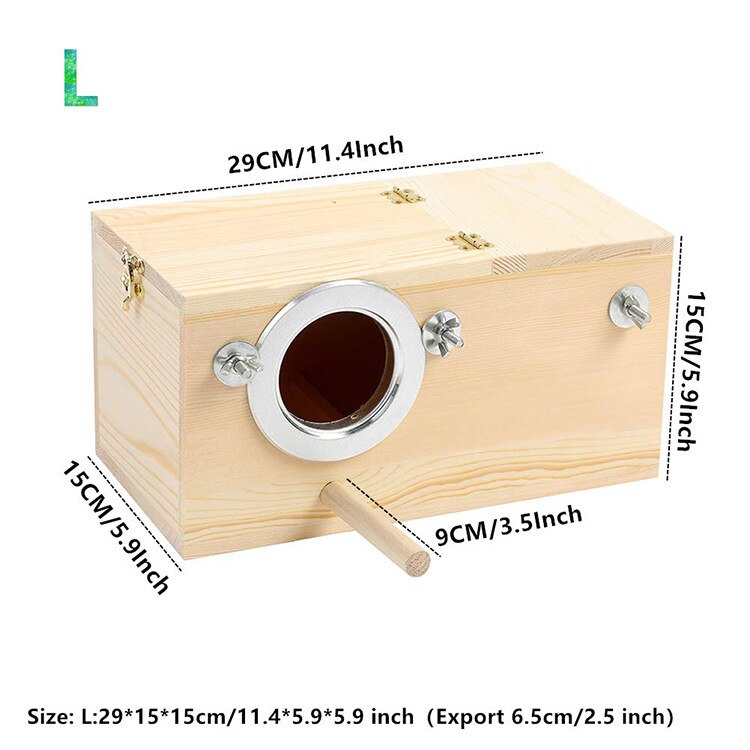 Wooden Bird Cage Breeding Box Nesting Boxes Hatching Cage Case for Parakeets Lovebird Parrot Bird Box: L