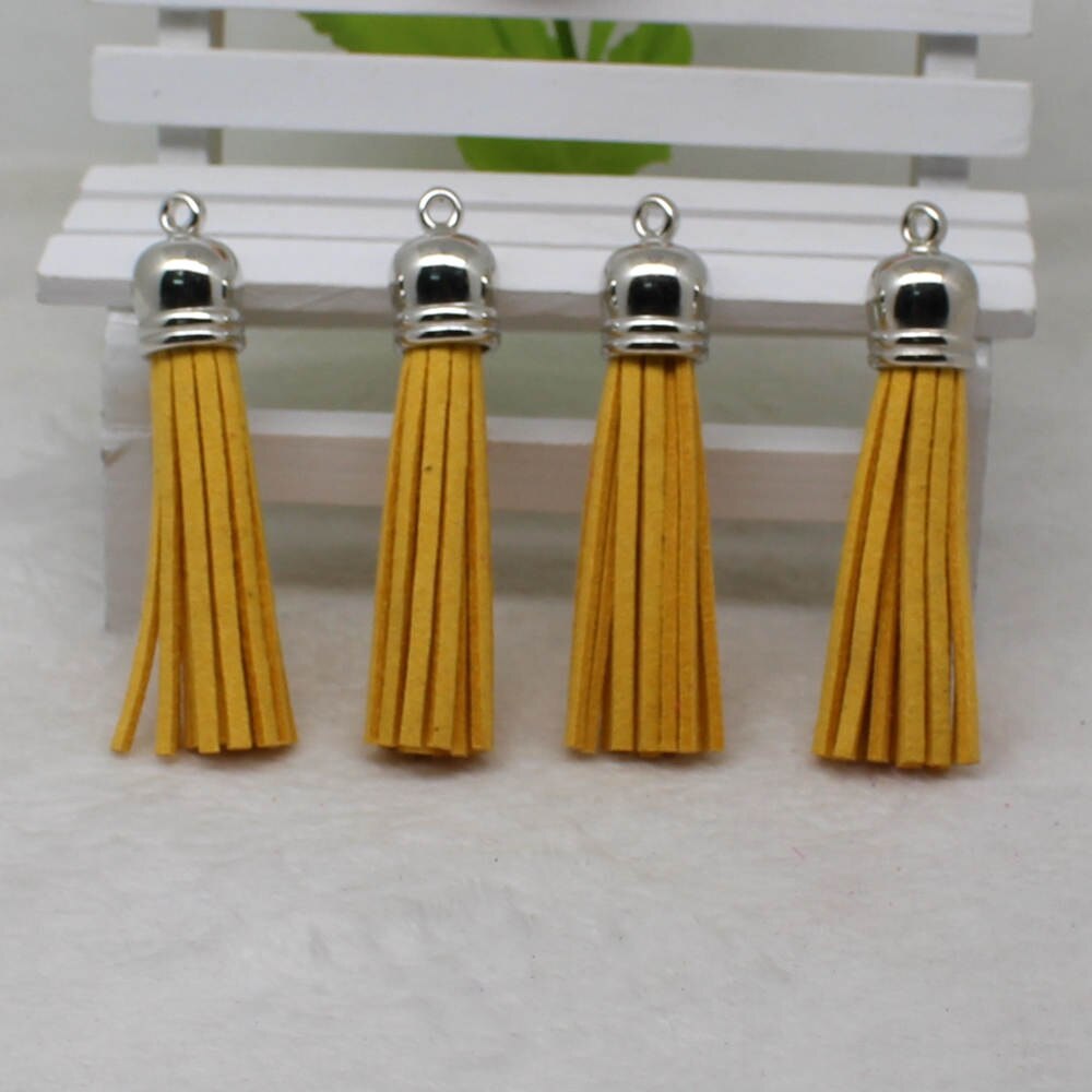 58 mm kwastjes van suèdemix voor sleutelhangers, sieraden, mobiele telefoonbandjes, , 50 unids leren kwastjes, doe-het-zelf accessoire: 2