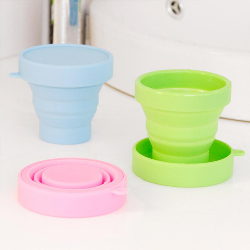 Vasos plegables de silicona retráctiles para niños, portátil de taza de agua Color caramelo, suministros de viaje al aire libre, 1 ud.
