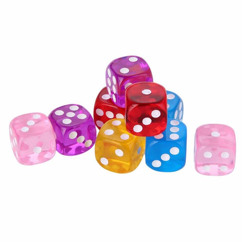 One Sells 14mm Fillet Transparent Color Dice 10 Color Random Doll Toy Accessories Doll House Accessories