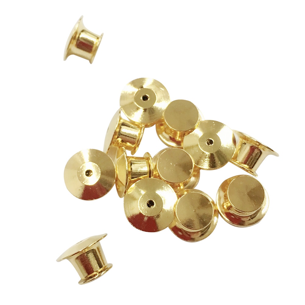30 Pieces Spring Loaded Bag Locking Hat Pin Keeper Back Flat Fastener Metal Badge Emblem Name Tags No Box #20
