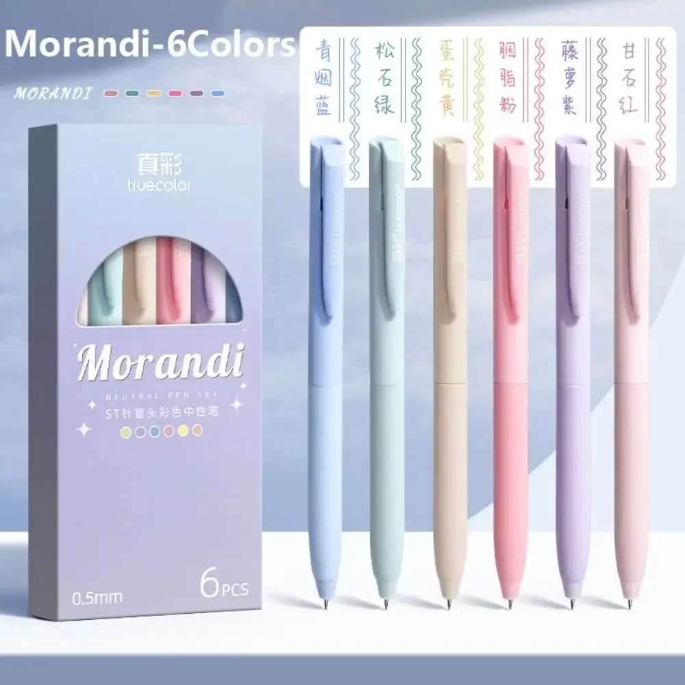 6Colors/Set Color Gel Pen 0.5mm ST Tip Ballpoint Pen Writing Tool Color Ink Signing Pen Students Stationery School Supplies: Red