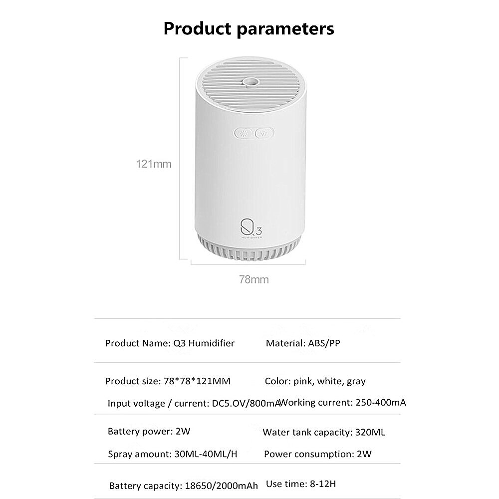 Wireless Essential Oil Diffuser Humidifier 320ML Rechargeable Air Humidifier 2000mAh Battery Aromatherapy Diffuser For Home Car