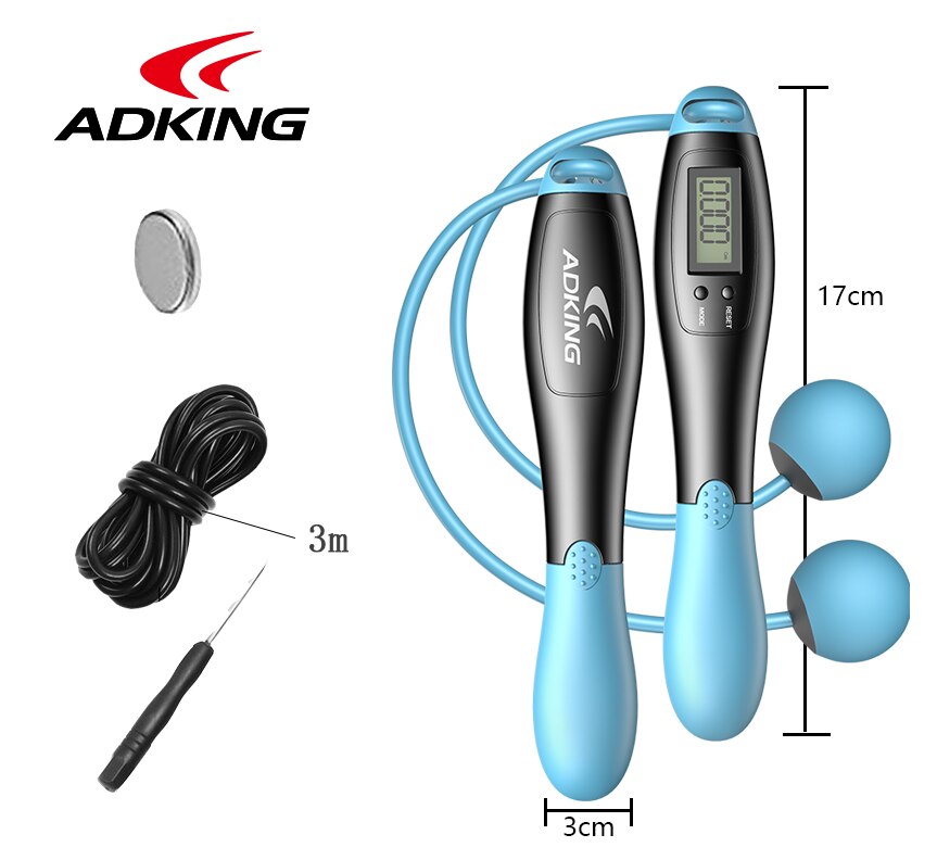 ADKING digital smart jump rope with accurate counter timer skipping rope for speed training body building non-slip wight loss