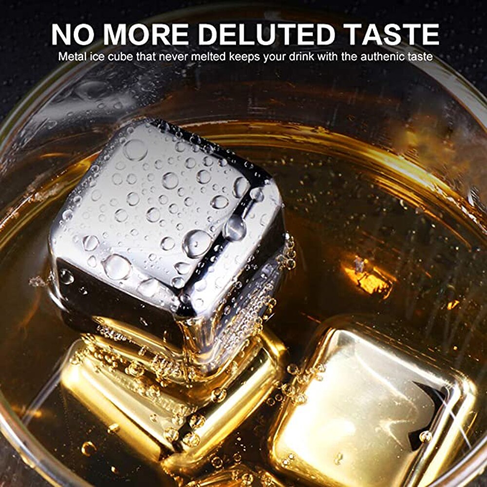 Juego de cubos de hielo reutilizables de acero inoxidable con piedras Whisky, caja de almacenamiento de alta tecnología de refrigeración, gran cumpleaños, para hombres