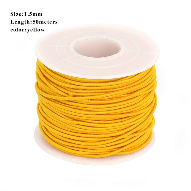 Dia cordon élastique rond en perles de 0.8/1.2/1.5mm, fil extensible, ficelle/corde pour fabriquer des colliers, Bracelet, fourniture de matériel bijoux à bricoler soi-même: Yellow 40m
