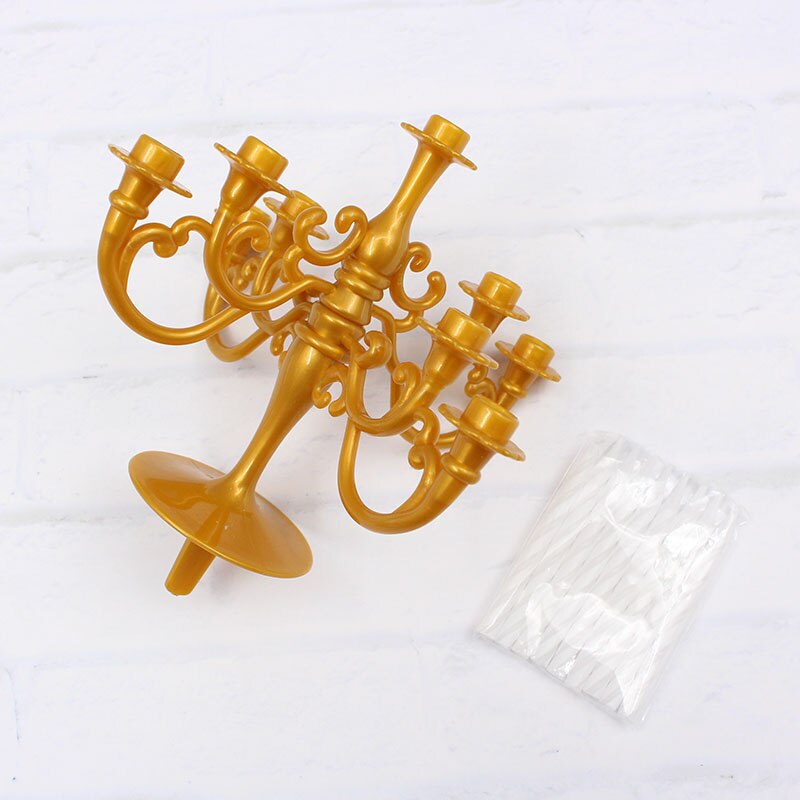 Candelabros de plástico HeyMamba para decoración superior de pastel con vela para niños y adultos, juego de candelero colorido para fiestas de cumpleaños: Yellow