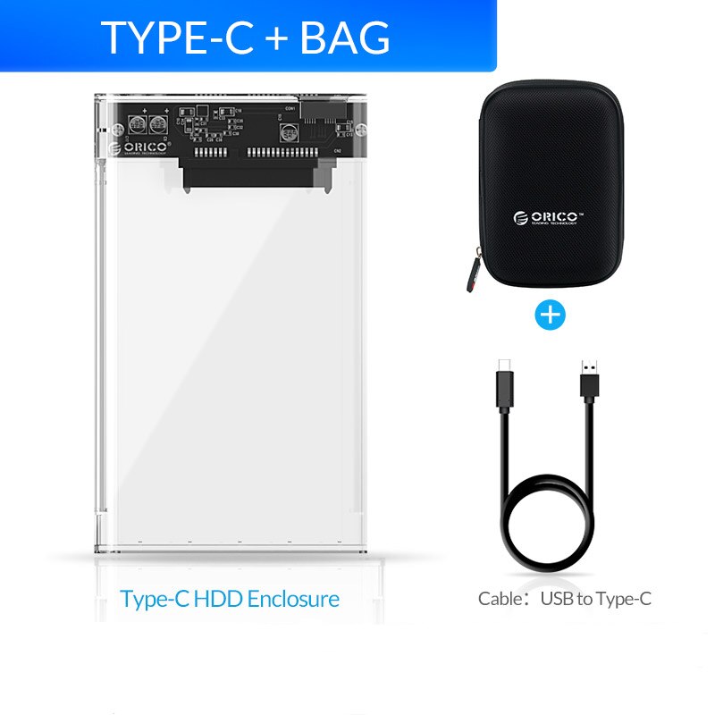 ORICO 2.5 &#39;&#39;Festplatte USB 3,0 Typ-C HDD Gehäbenutzen Externe transparent HDD fallen DIY Aufkleber für SSD HDD Kassette Band: USB3.1 Gen1 hinzufügen Tasche