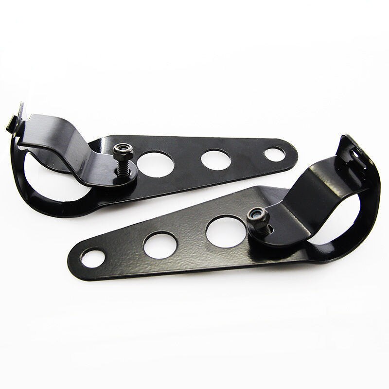 Universal Motorcycle Front Double Twin Round Headlight HeadLamp with Mounting Bracket Motorcycle Double Headlight: Style 8