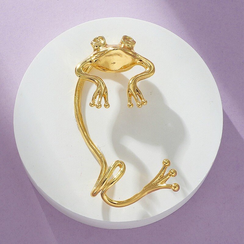 Gold Überzogene Frosch See Kostenloser Ohr Clip Luxus Ebene Schmuck Ohrringe für Frauen Geburtstag Paty Jahrestag