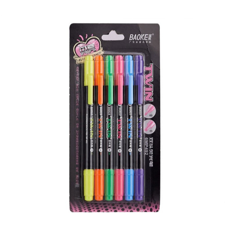 6pcs/Lot Highlighter for Kid Stationery Art supplies material Highlighterfor paper copy fax Marker Pen Office Supplies