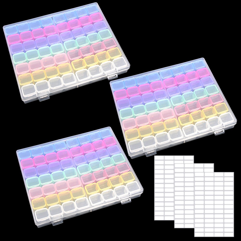 Diamond Nail Art Embroidery Tools Accessories Transparent Plastic Storage Box Diamond Painting Stone Mosaic Container Suitcase: 56 color 3pcs