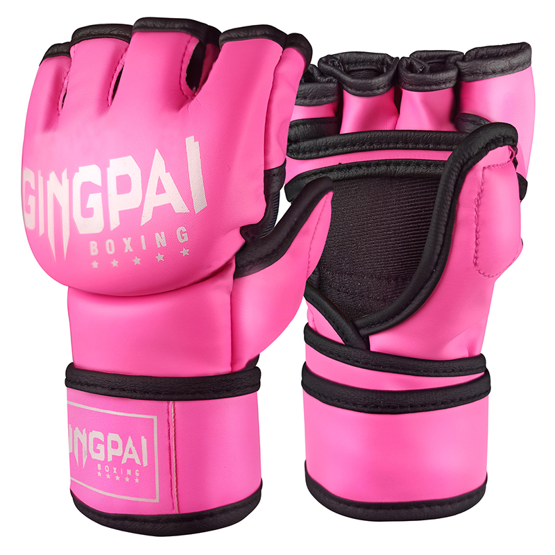 Medias manoplas MMA Fighting Kick Boxing guantes, bolsa pesada de boxeo sin dedos con guantes acolchados para Kickboxing Sparring Muay Thai: M / Borgoña