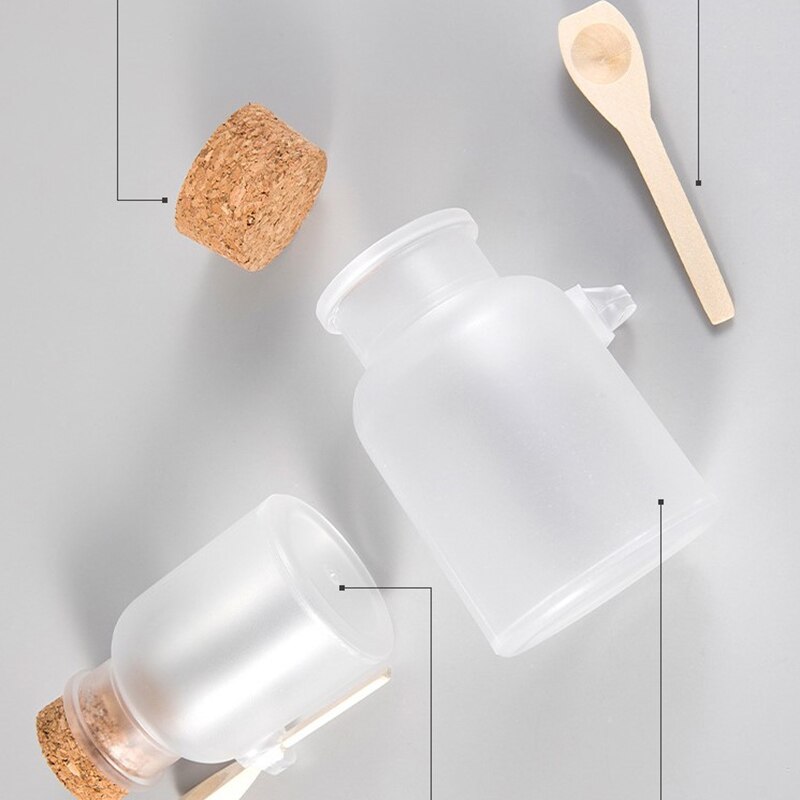 1PC 100/200/300ML Empty Bath Salt Bottle Plastic Matte Cork Jar Women Mask Facial Container Refillable Bottle With Wood Spoon