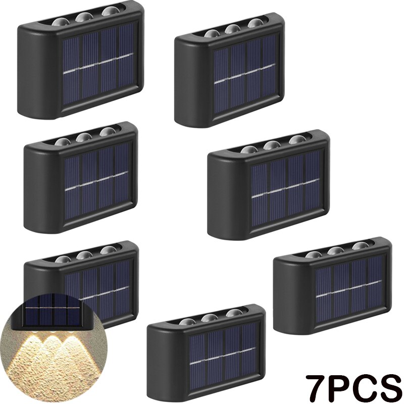 Solar Wall Light Outdoor Waterproof Balcony Wall Lights for Courtyard Street Landscape Garden Decor Lamp Solar Outdoor Wall Lamp: 7PCSWarm light 6LED
