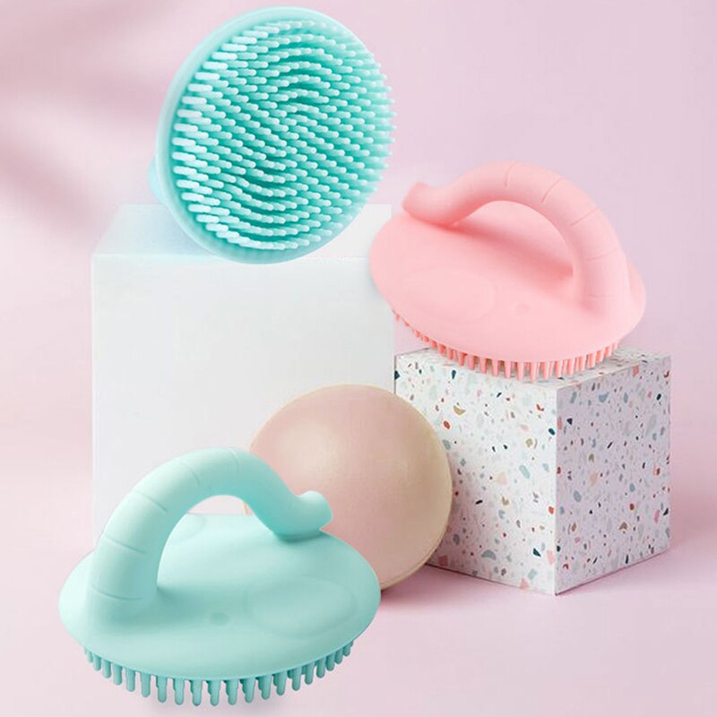 Escova de banho de bebê escova de massagem de silicone macio com alça infantil cabelo corpo purificador anti-bacteriano suprimentos de limpeza