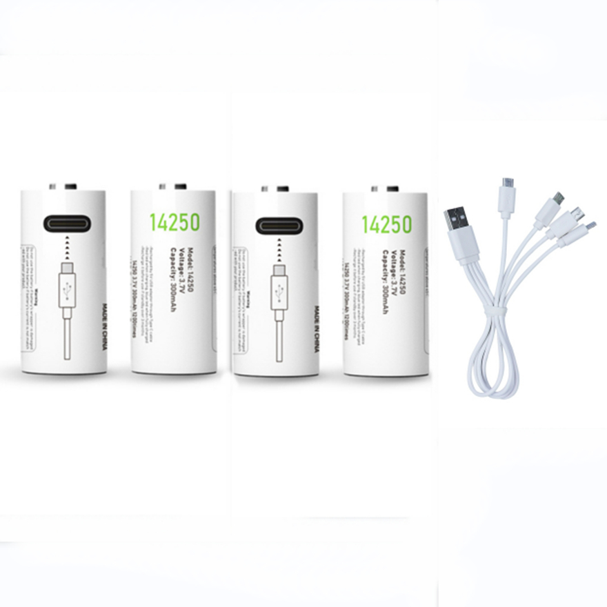 3.7V 14250 rechargeable lithium battery 300mAh USB rechargeable PLC device battery with type-c charging cable: WHITE