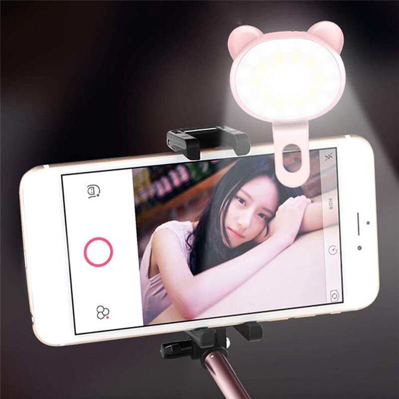 Schattige Kleine Dier Koud En Warm Twee-Kleur Mobiele Licht Ring Voor Iphone Xiaomi En Andere, led Licht Voor Selfie Wervelende Lamp