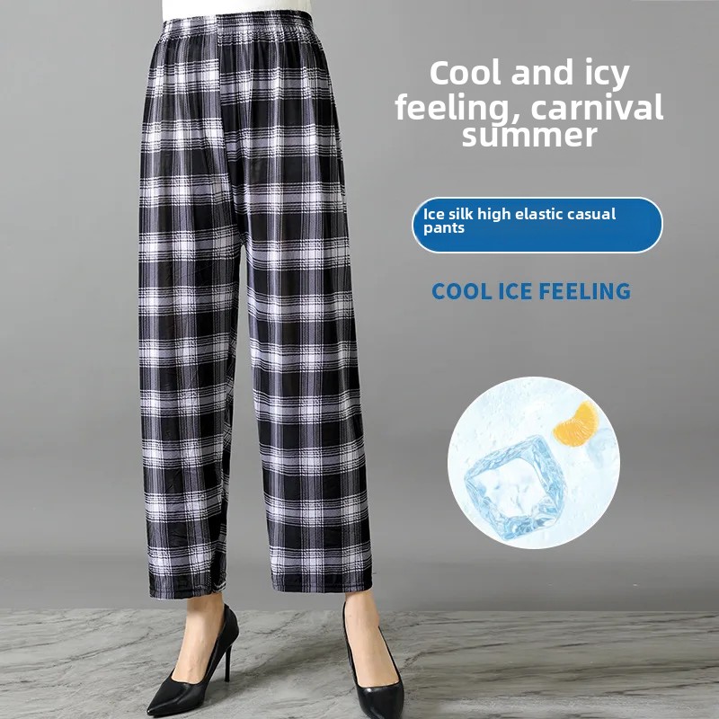 Koele zomer ijszijde bloemenbroek dames muggenbestendig casual thuis met airconditioning negendelige lengte broek