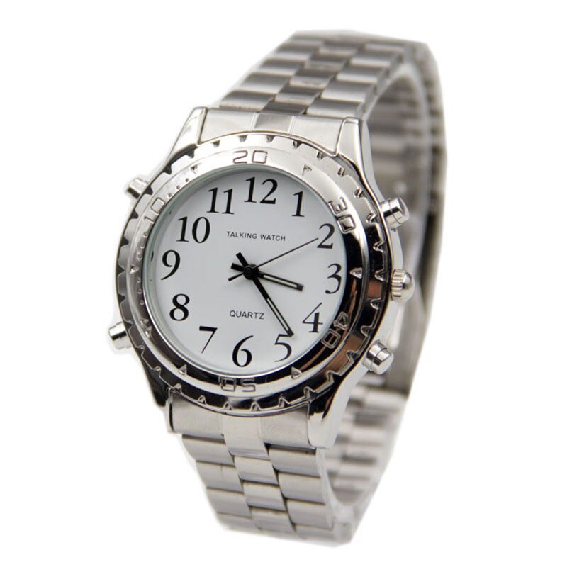 English Talking Clock Stainless Steel For Blind Or Visually Impaired Watch