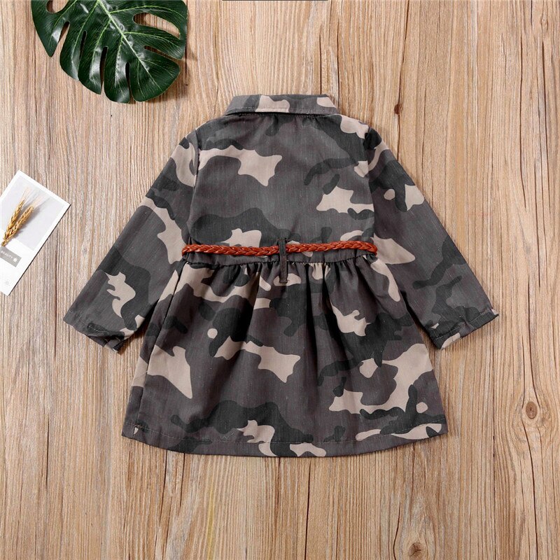 6m-3y spædbarn toddler dreng pige børn langærmet afslappet camouflage toppe trenchcoat overtøj + bælte sommer tøj baby tøj