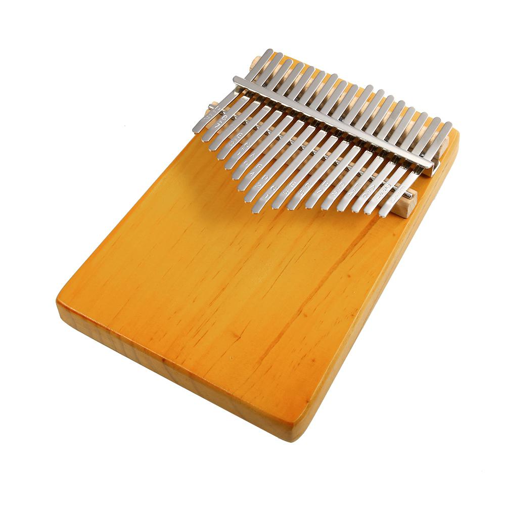 17 Key Kalimba Thumb Piano Single Wooden Pine Mbira Keyboard Percussion Musical Instrument with Tuning Hammer Polishing Cloth: yellow