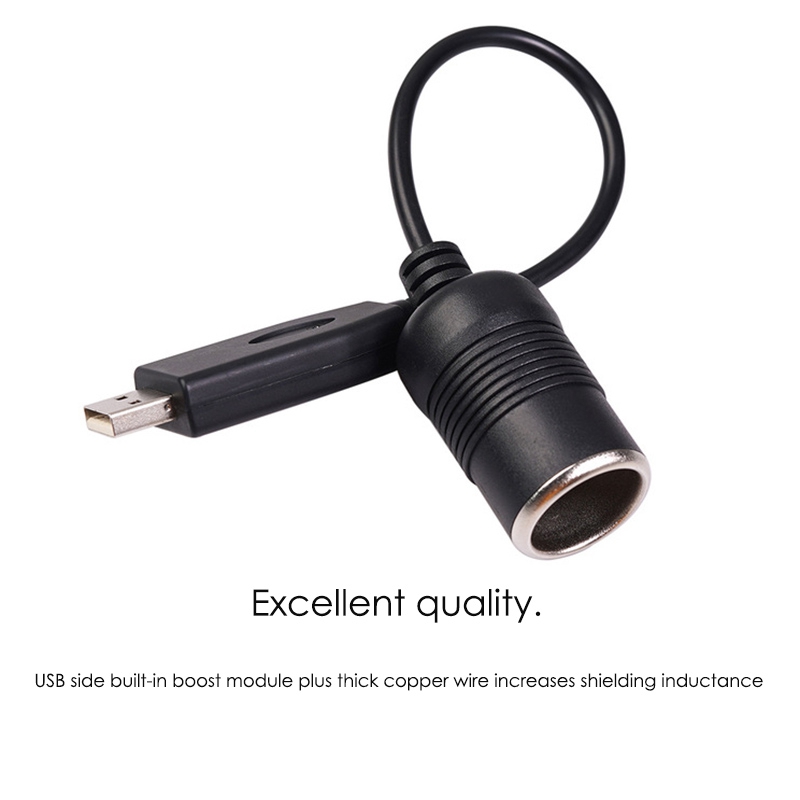 Wired Controller Converter Adapter USB Port to 12V Car Lighter Socket Female Power Cable for Xiaomi Power Bank