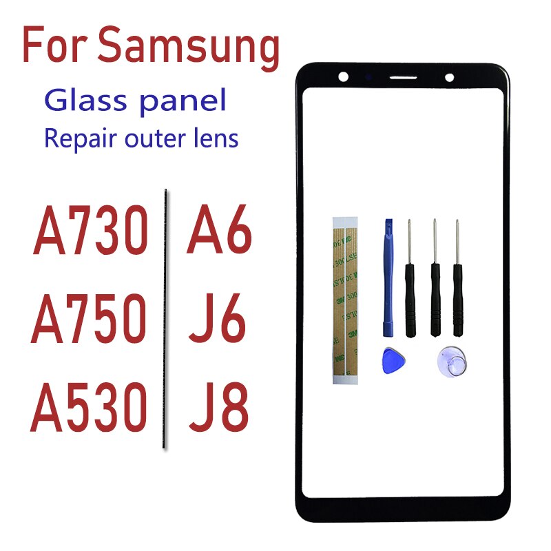 Front Glass For Samsung Galaxy J6 J8 A6 A730 A750 A530 Touch Panel Replacement LCD Outer Lens Glass Front