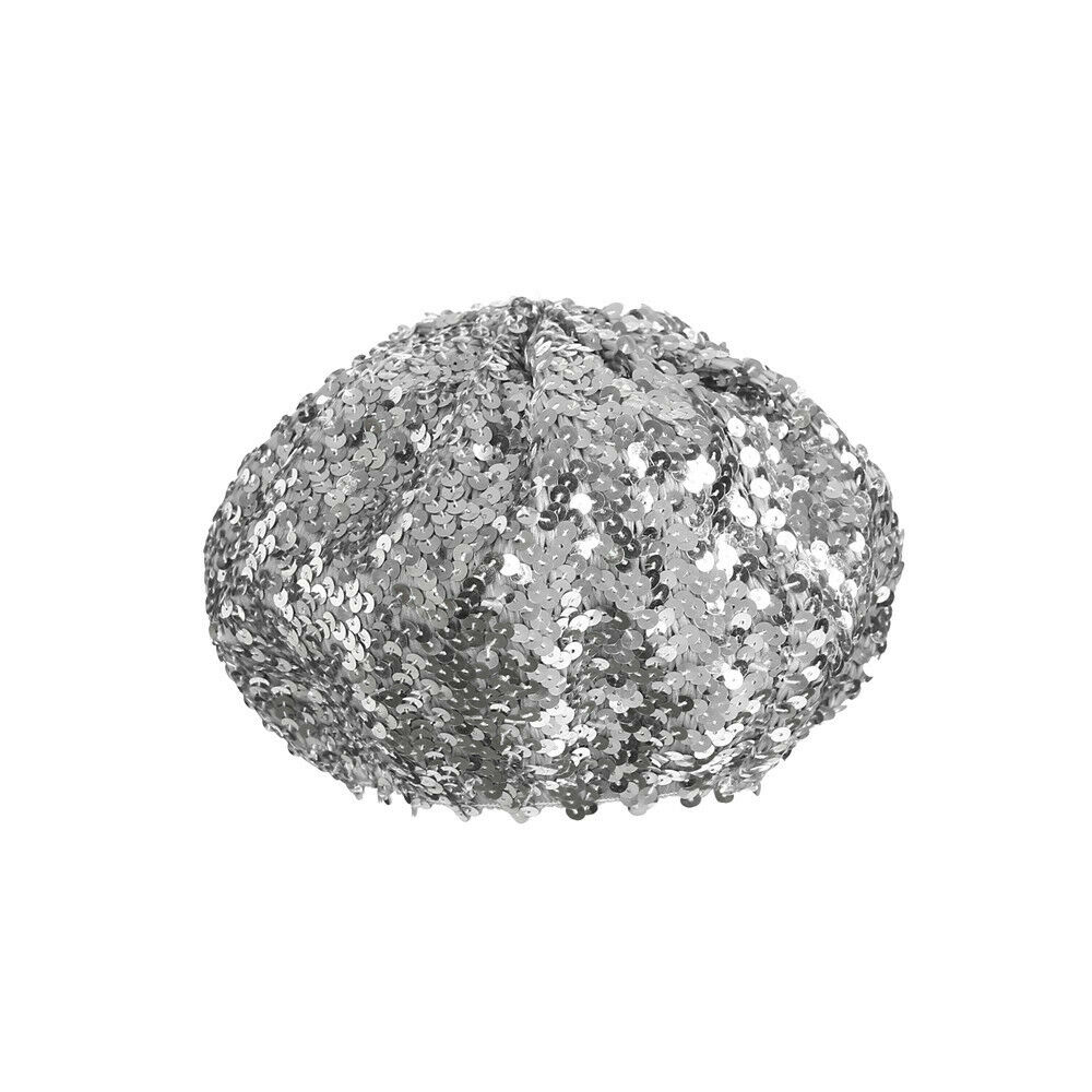 Dam paljetter hatt glänsande kostym jazz glitter dans basker rund keps dam accessoarer mössa dam kostym stretch party: Silver-