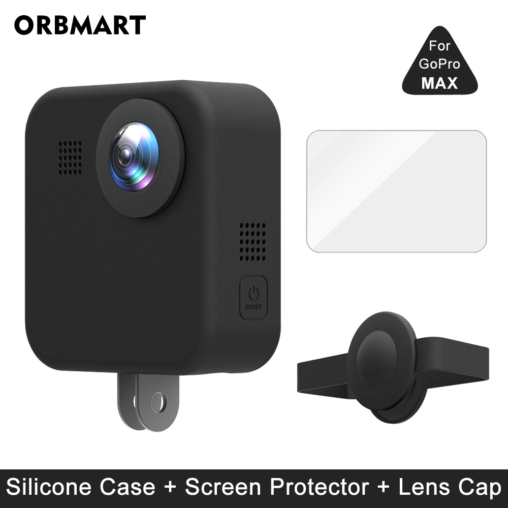 Silicone Case Voor Gopro Max 360 Gehard Glas Screen Protector Beschermende Lens Cap Behuizing Cover Voor Go Pro Max Accessoires