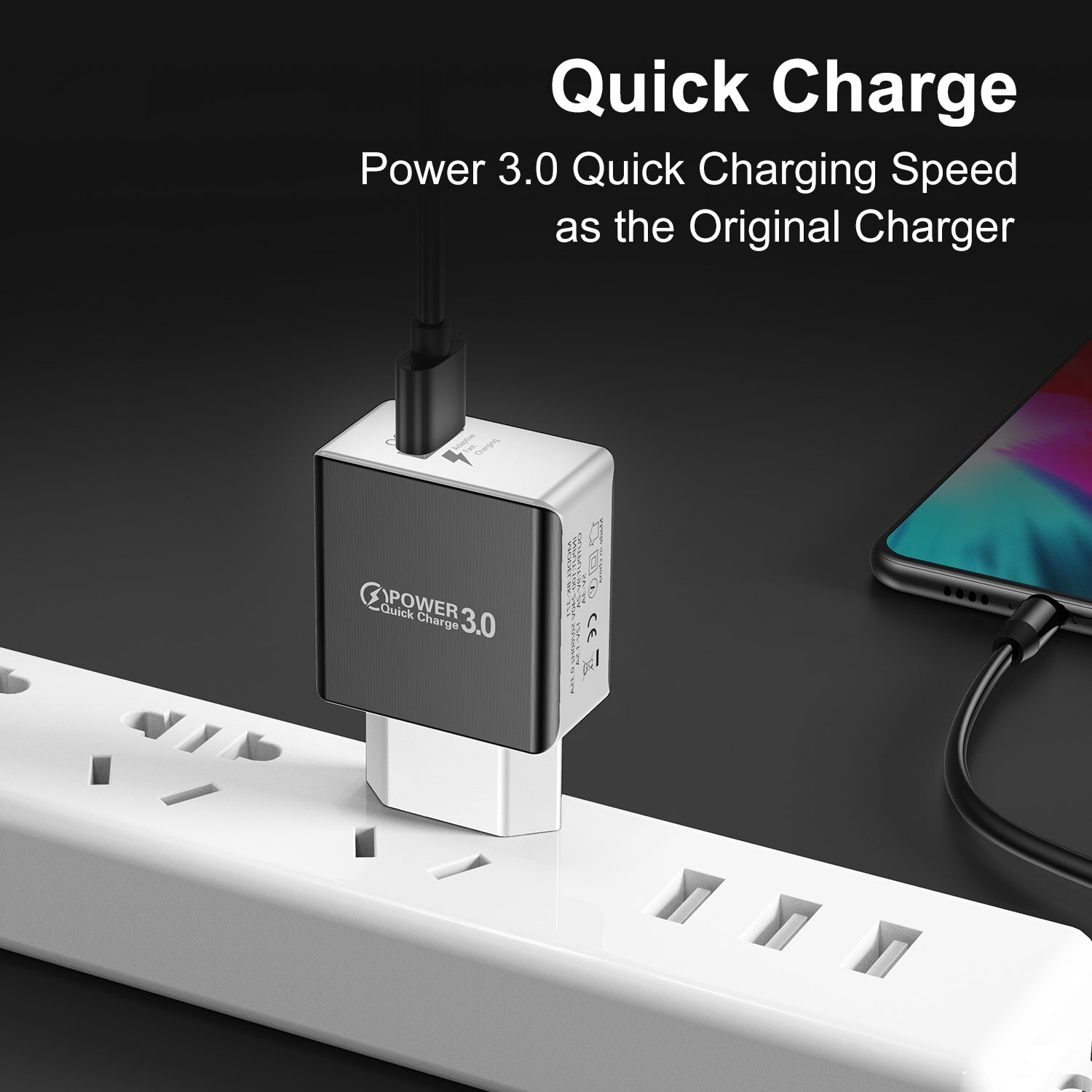 GTWIN 3A Quick Charge 3.0 USB Charger EU US Wall Mobile Phone Charger Adapter for iPhone QC3.0 Fast Charging for Samsung Xiaomi
