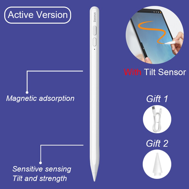 Baseus Stylus Pen Voor Ipad Pro 12.9 11 Air Mini Tablet Touch Screen Stylus Potlood Voor Iphone Samsung xiaomi Telefoon Pen: Active Version